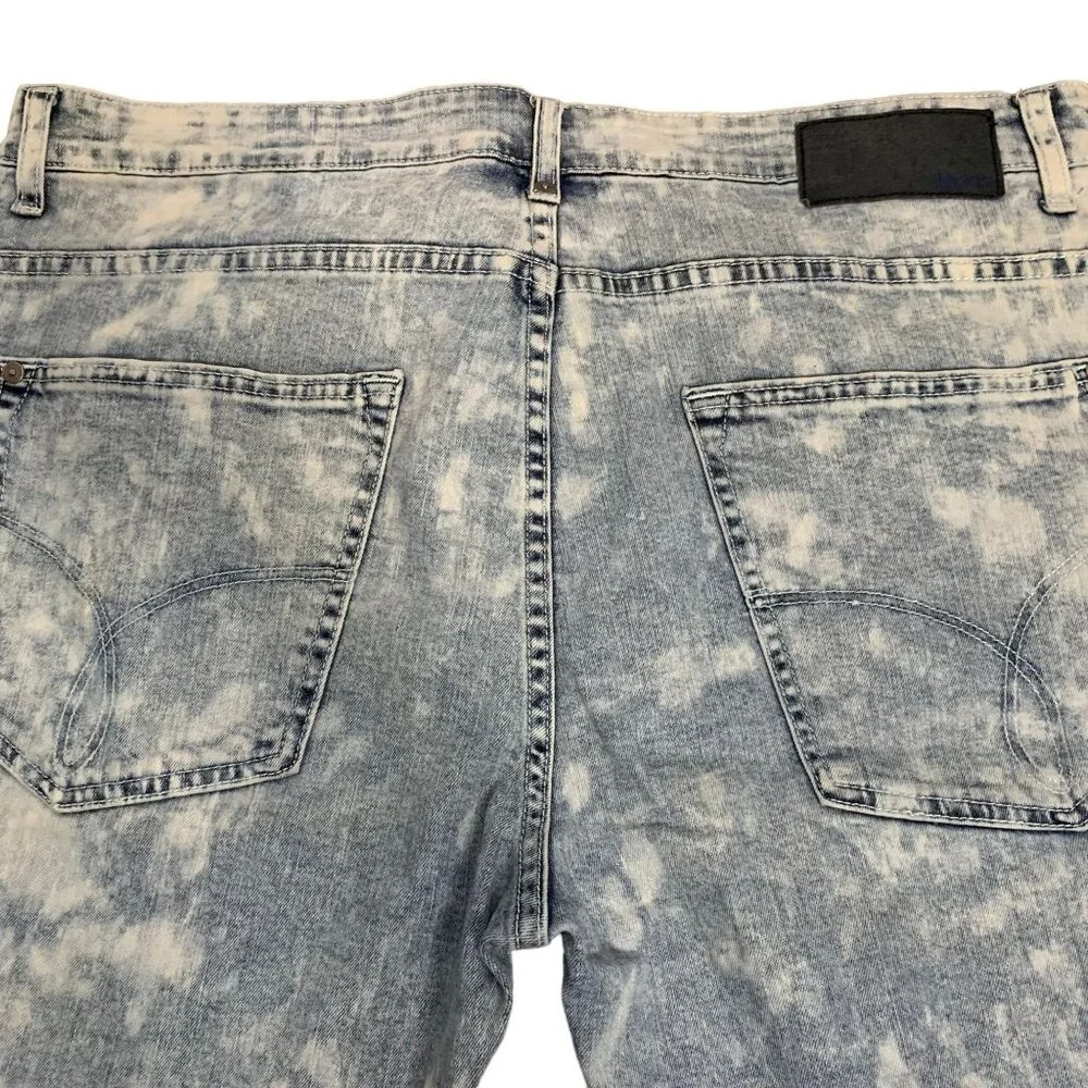 CK Calvin Klein Button Fly Denim Shorts 36 Acid Wash Blue 5 Pocket Mid Rise